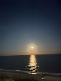 Moon over the ocean from the balcony
