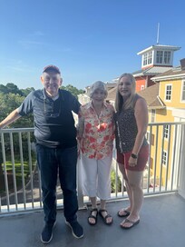 Large balcony over lookong the valet parking area