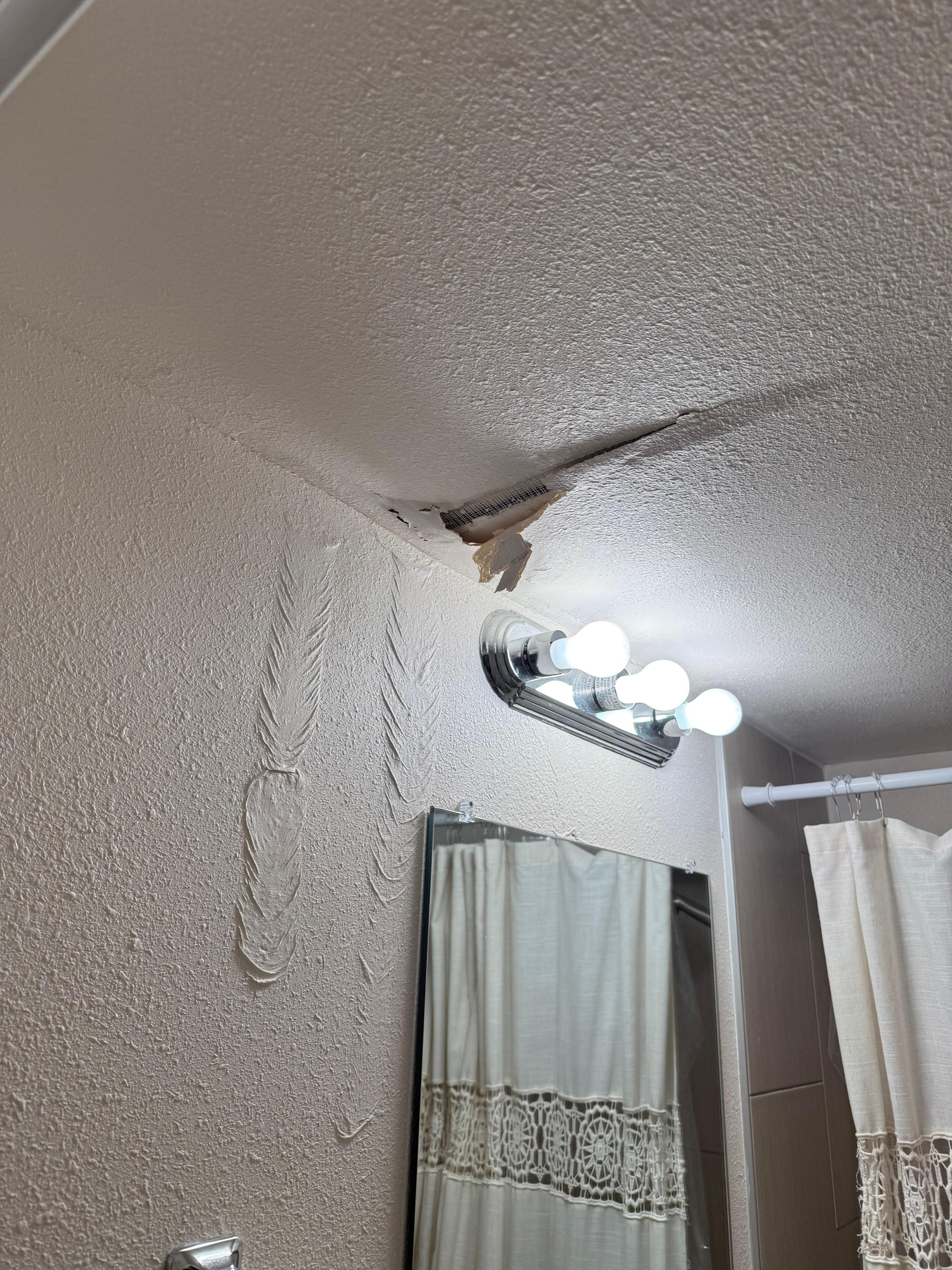 Water damage in bathroom 