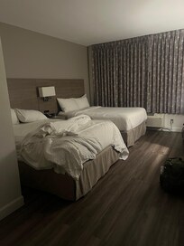 Room looks updated and clean but bedding wasn’t !