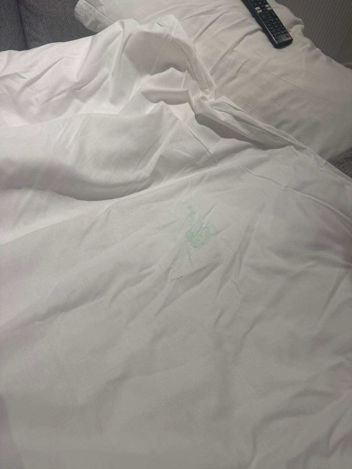 Stained duvet 