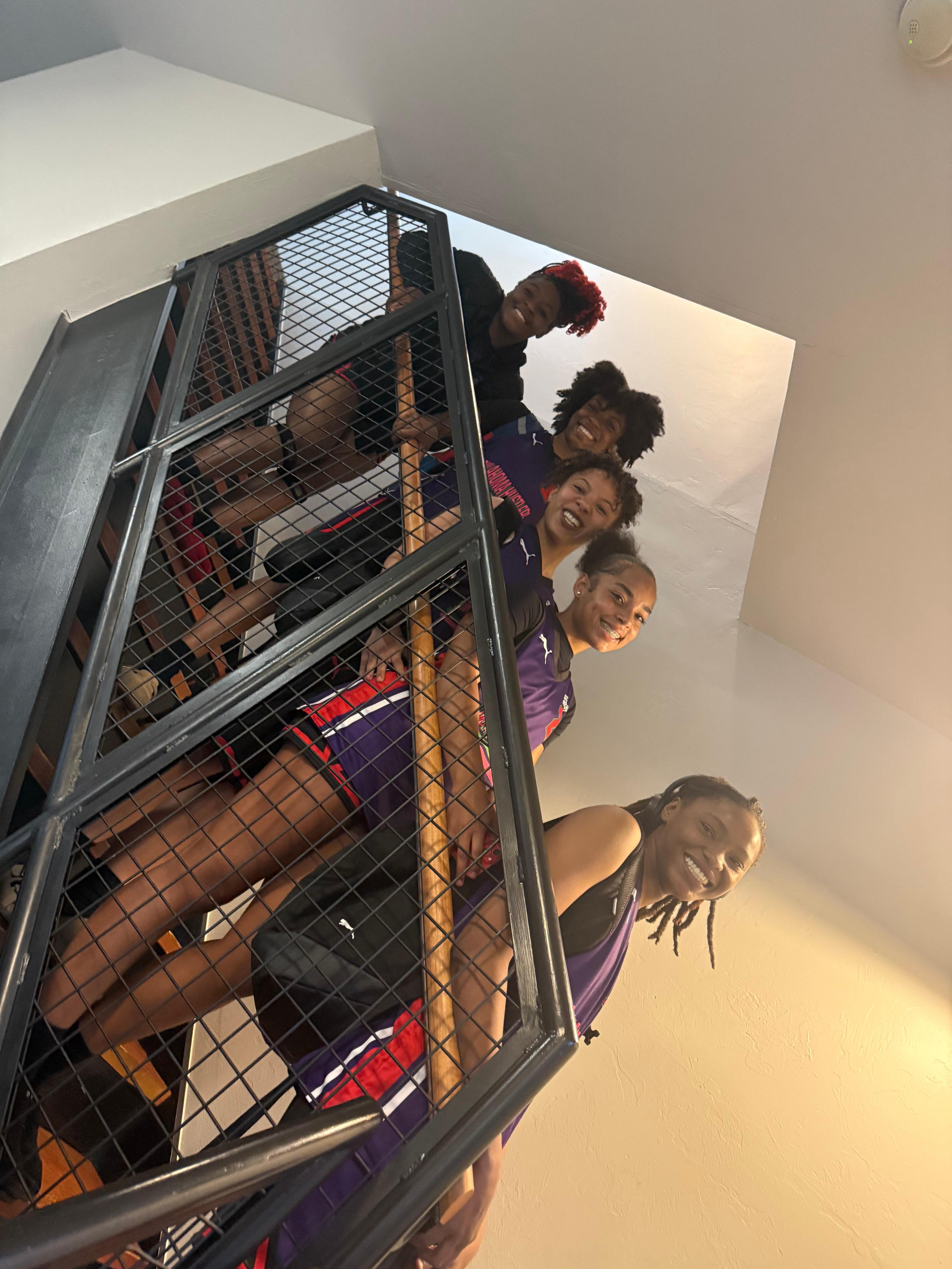 Everyone was having prom but were in the city playing ball so we acted it out in the lovely staircase!! 