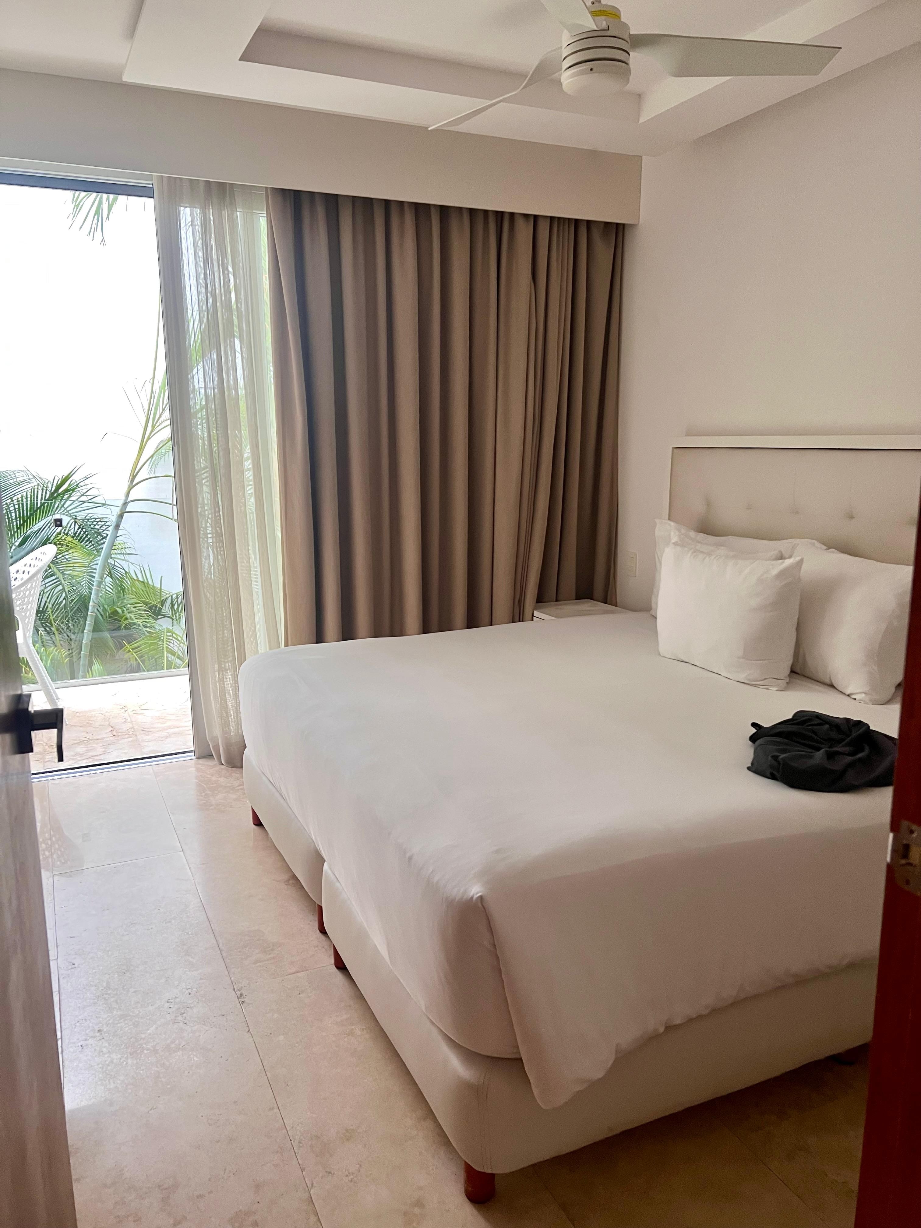 Bedroom with king bed and bathroom 