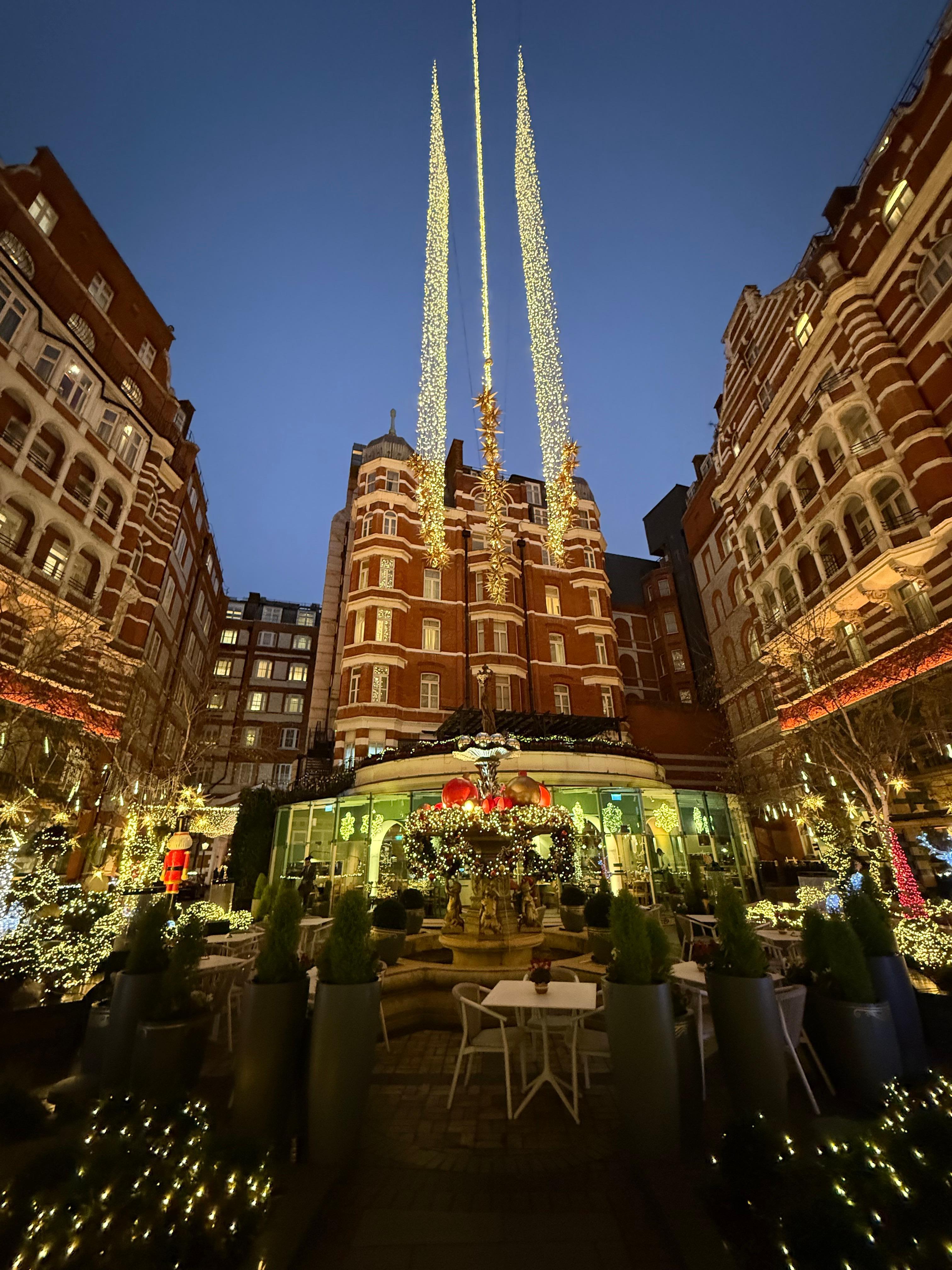 Beautiful light display in central courtyard.