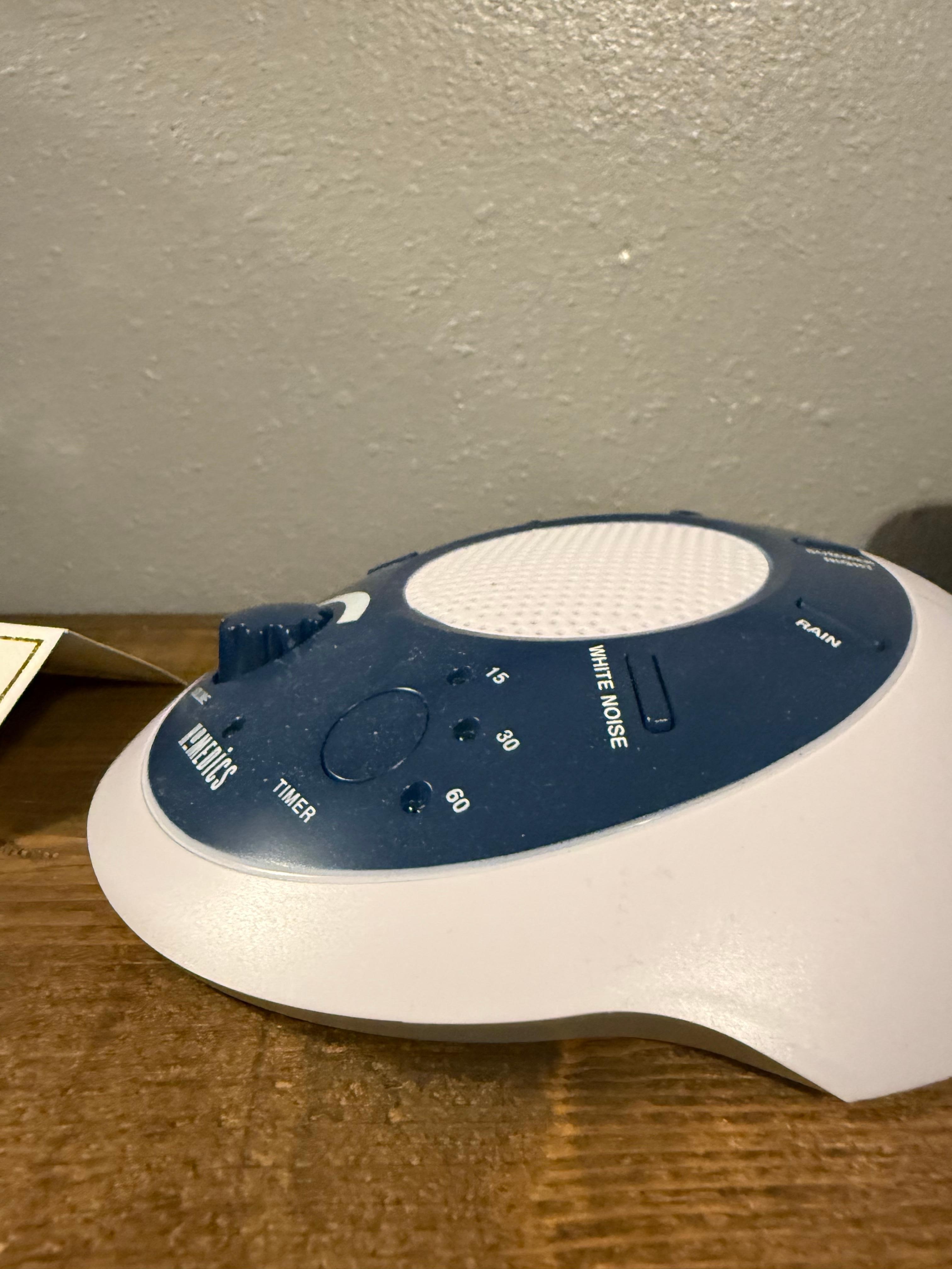 Dusty White Noise Machine: Thick dust on surfaces showed poor upkeep and cleaning standards.