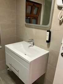 No amenities bathroom