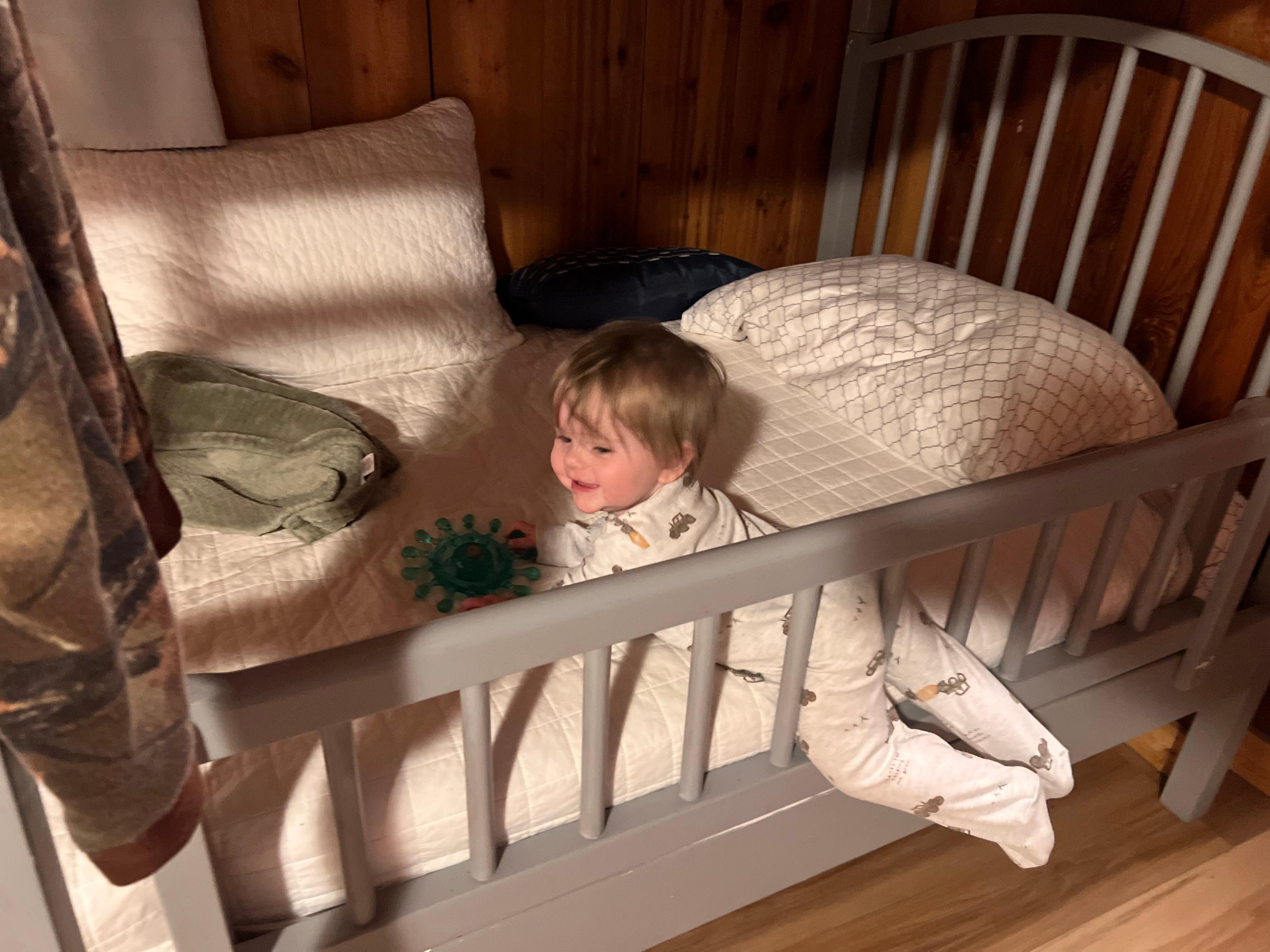 Our 9 month old also enjoying the bunk beds