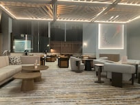 Glimpse of the inside seating area. Super modern.