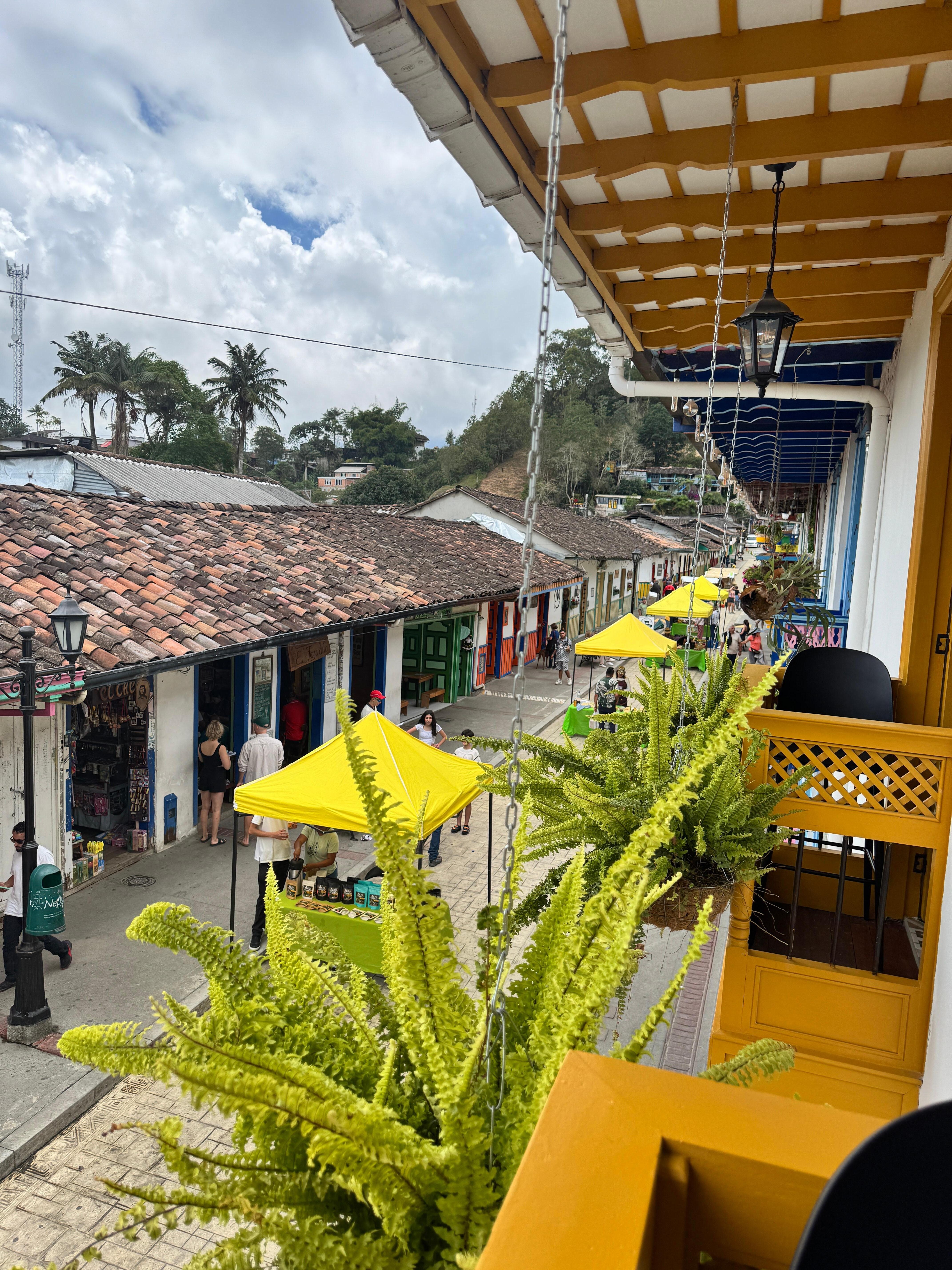 View of Calle Real from balcony of our room 