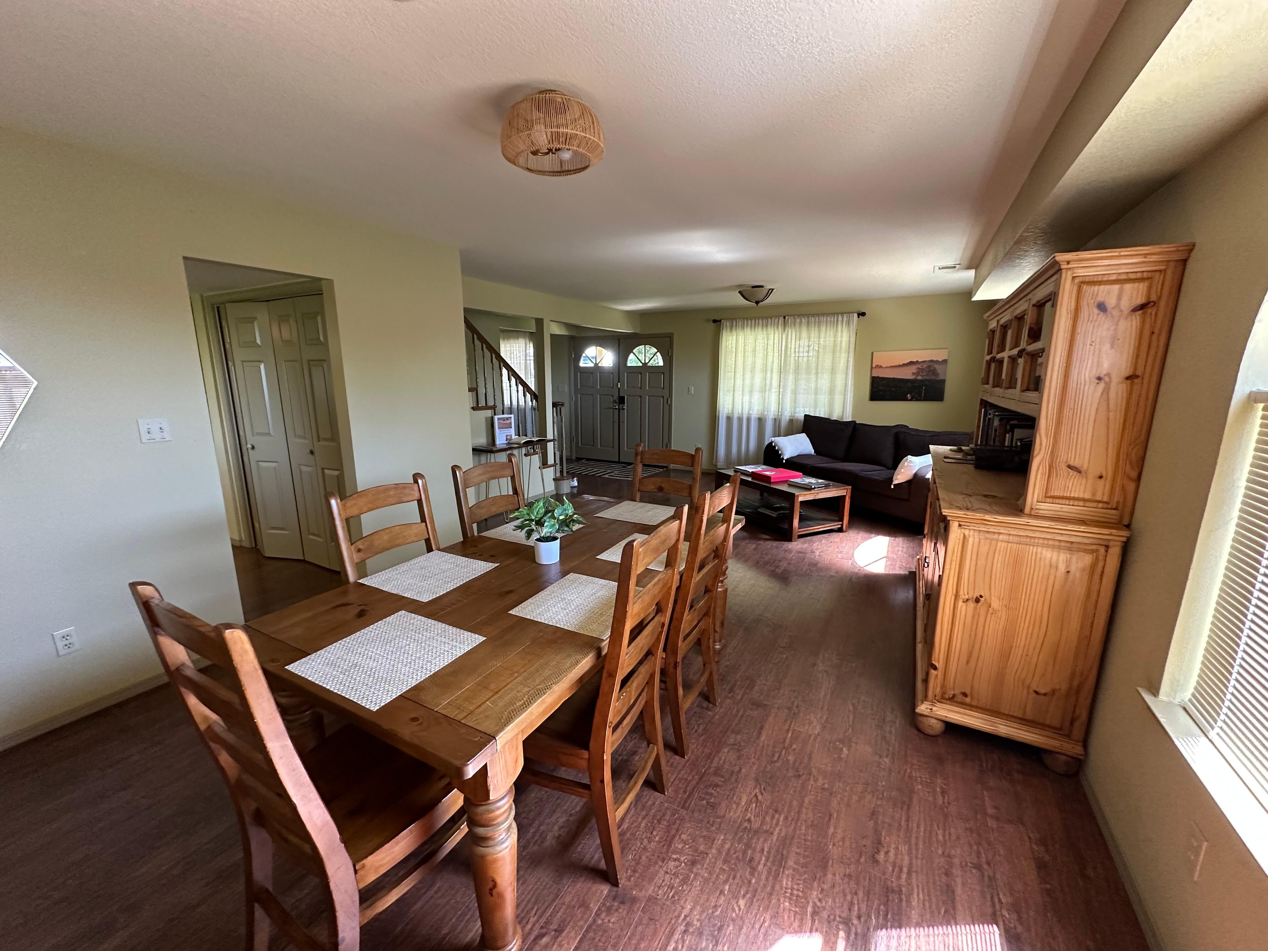Open dining and front room.