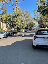 Looking down the street. The owner let us use his bikes to explore Alameda! He’s so generous with his time too and gave us tours of the neighborhoods, bike trails, and many sights.