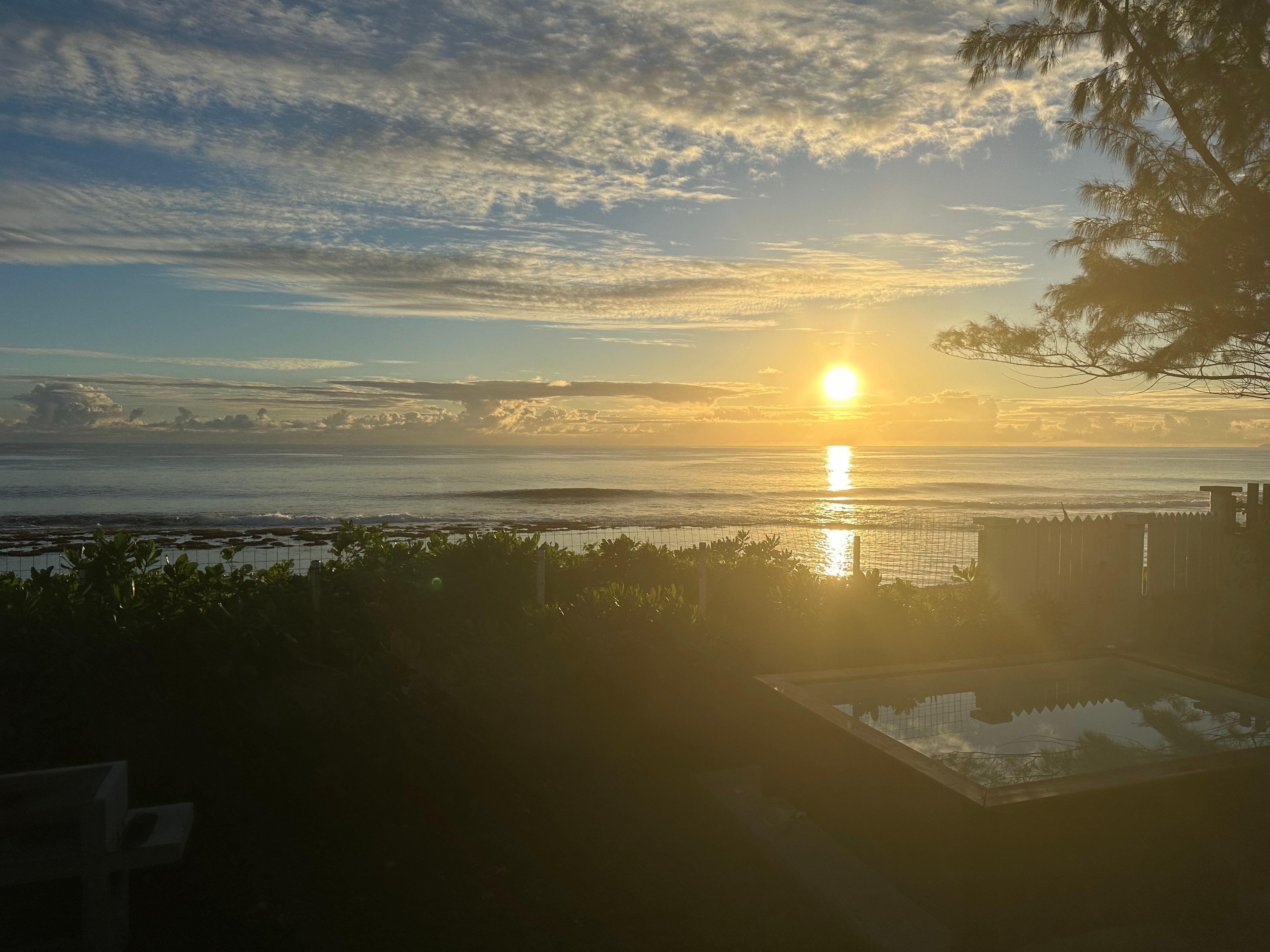 Morning coffee with a new days sunrise 