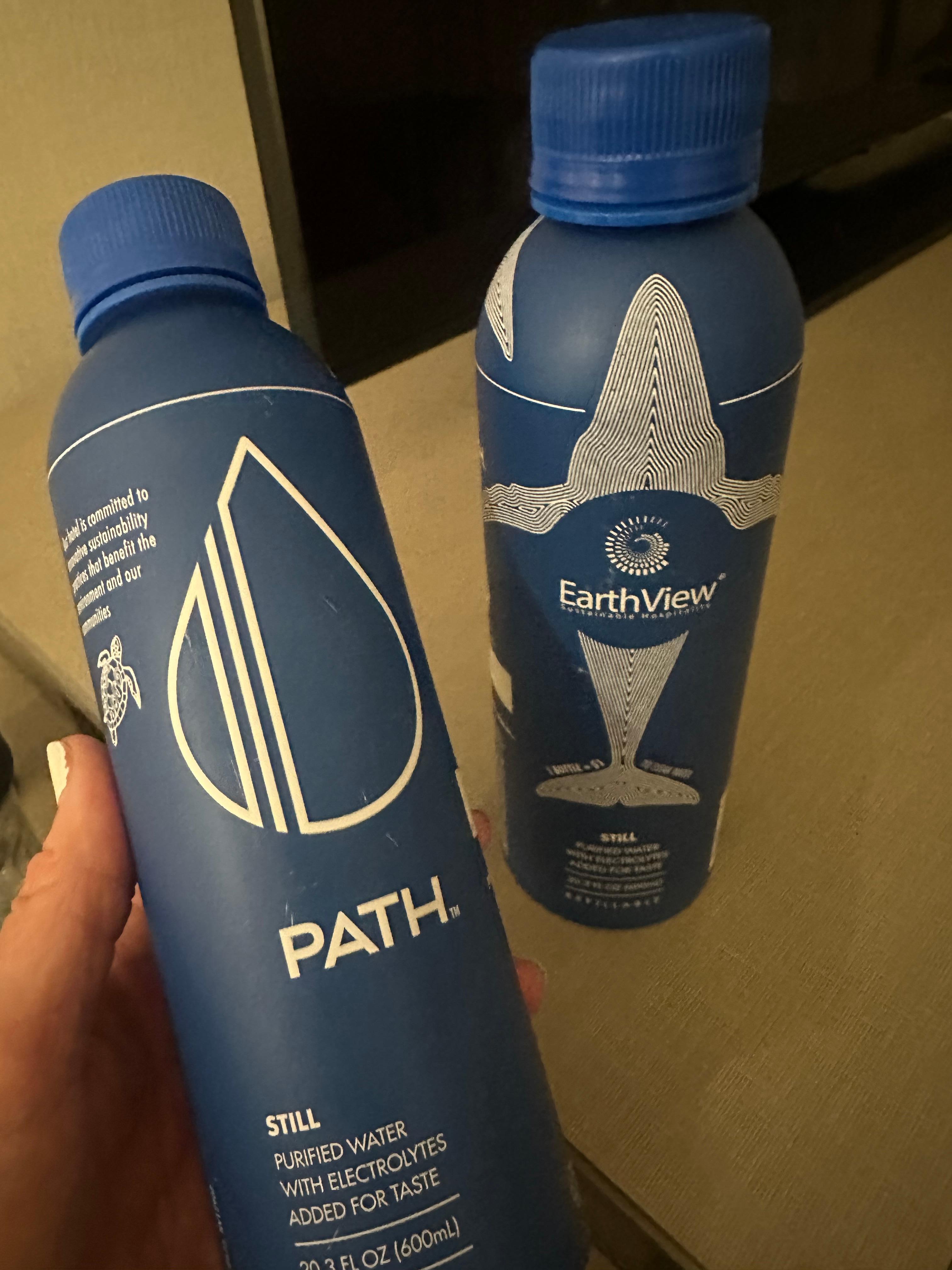 Way to go getting rid of plastic!!! These bottles of PATH water are in the room 