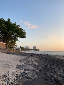 The nearby beach