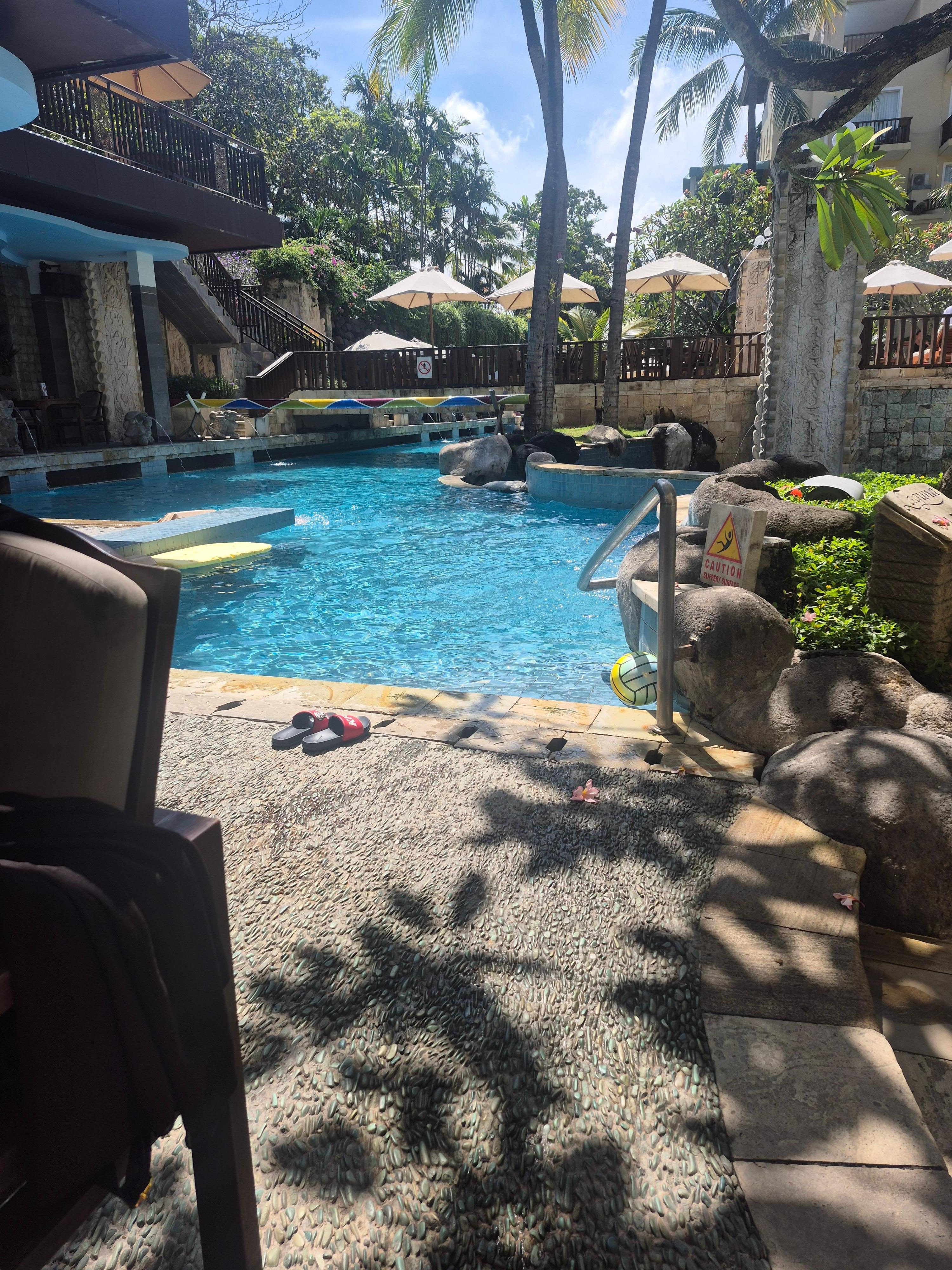 Upper pool area, needed assistance from staff to get there but very obliging. 