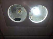 Light fixture with no fan and exposed lighting in bathroom