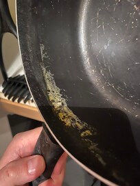 Dirty saucepan that we had to wash before use