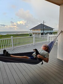 Relaxing on the front balcony