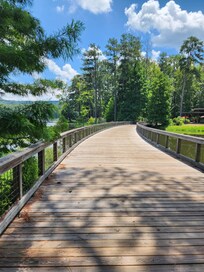 Walking across the bridge in the gardens. So serene!