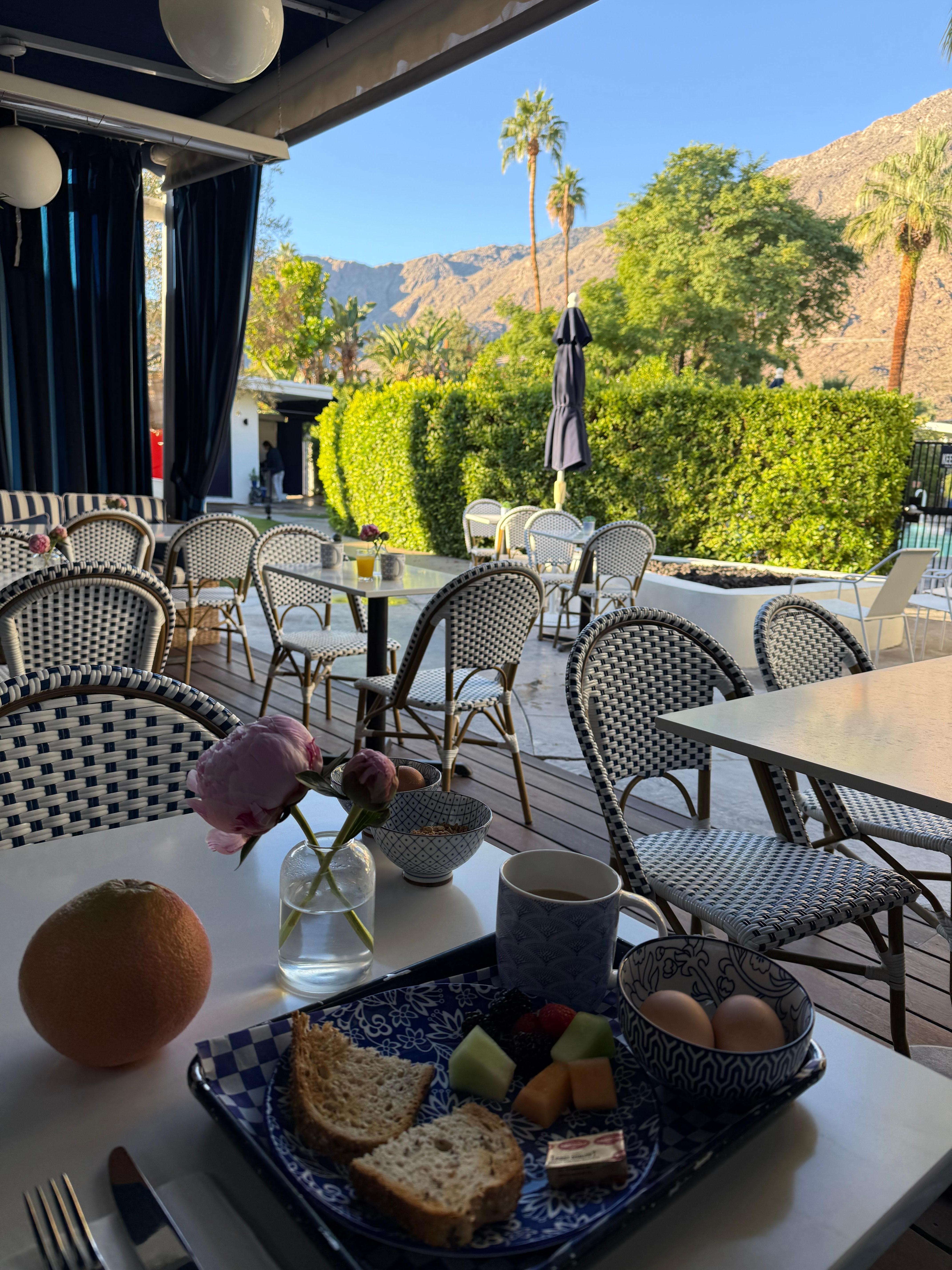 Breakfast spread and view were both lovely