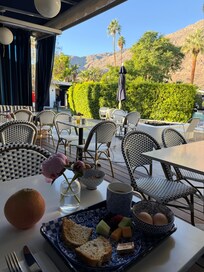 Breakfast spread and view were both lovely