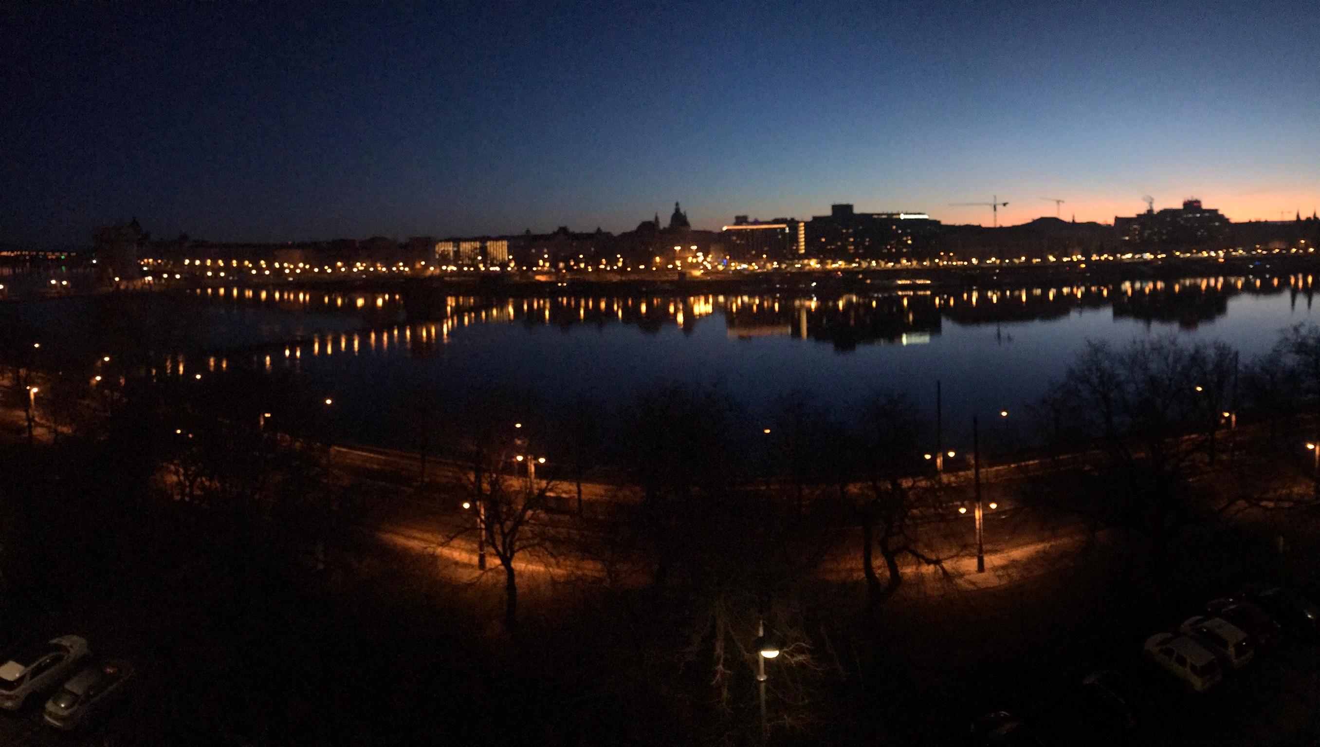 View from our balcony at night