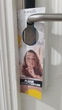The "Per Favor, Non Molestar" "Do Not Disturb" sign which was completely ignored by the chambermaid