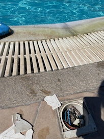 Exposed electricity just by the family pool