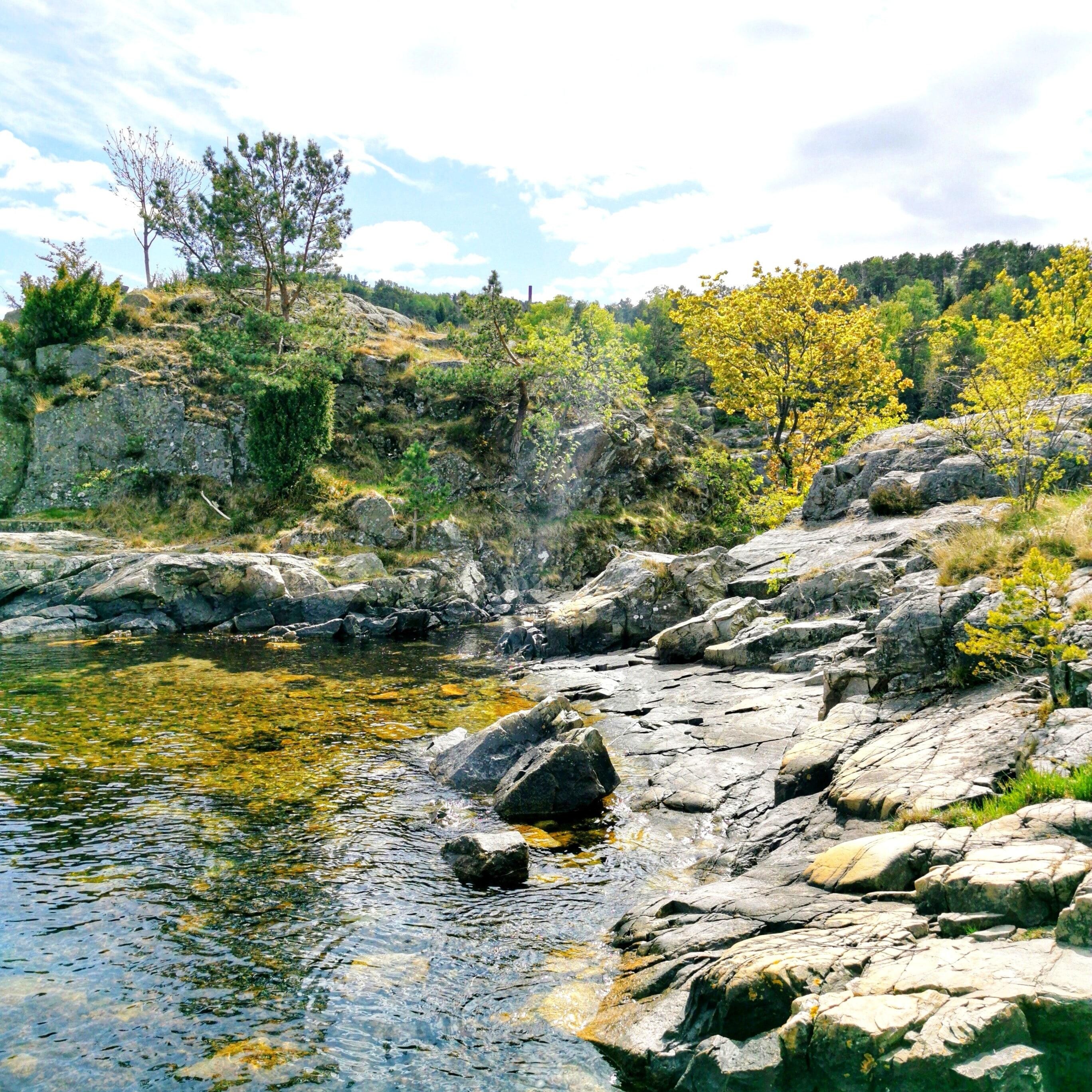 Ikke akkurat sommervarme i sjøen nå, men Odderøya byr på idylliske og delvis skjermede badesteder som dette.