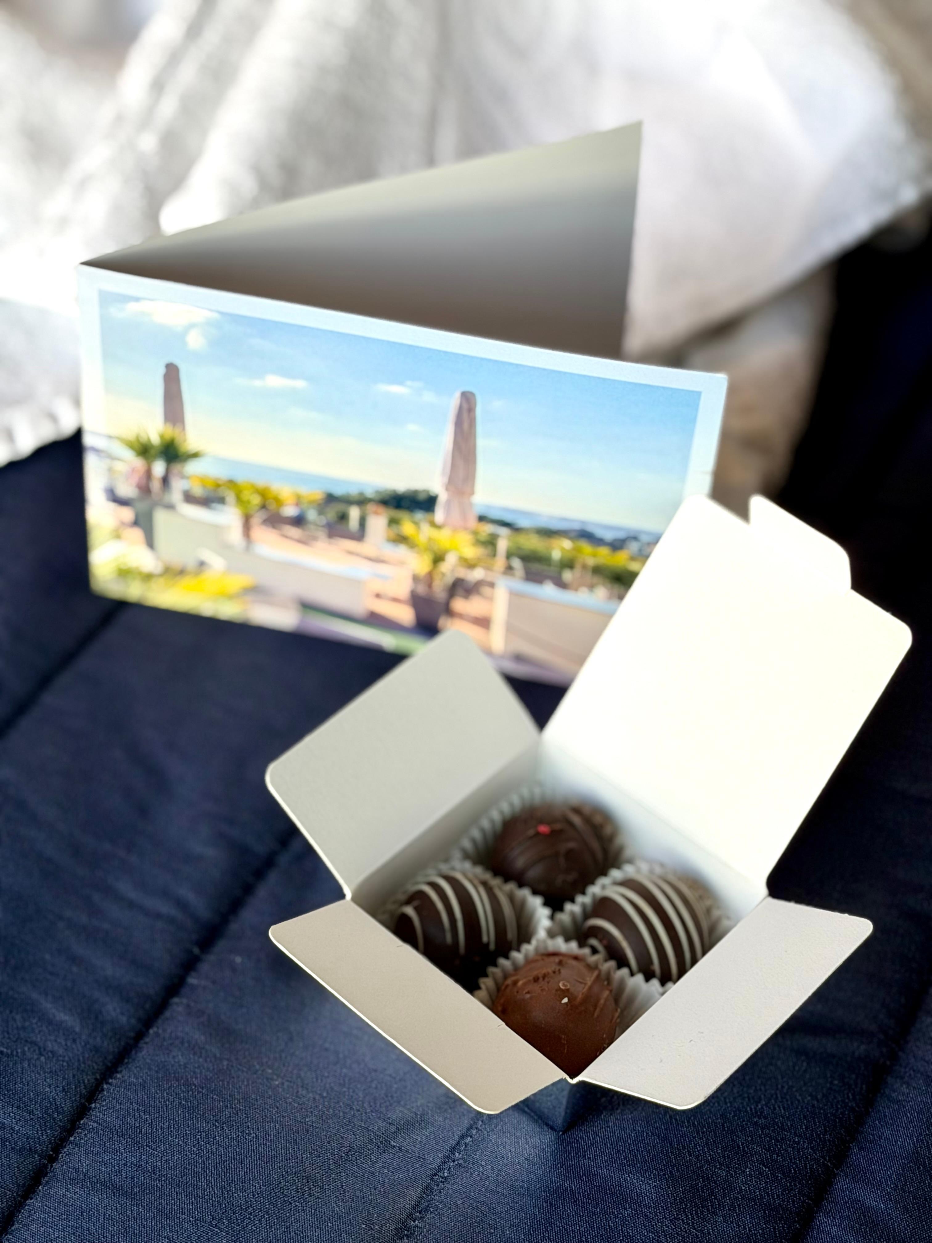 A card from staff and a few chocolates (taken on a phone)