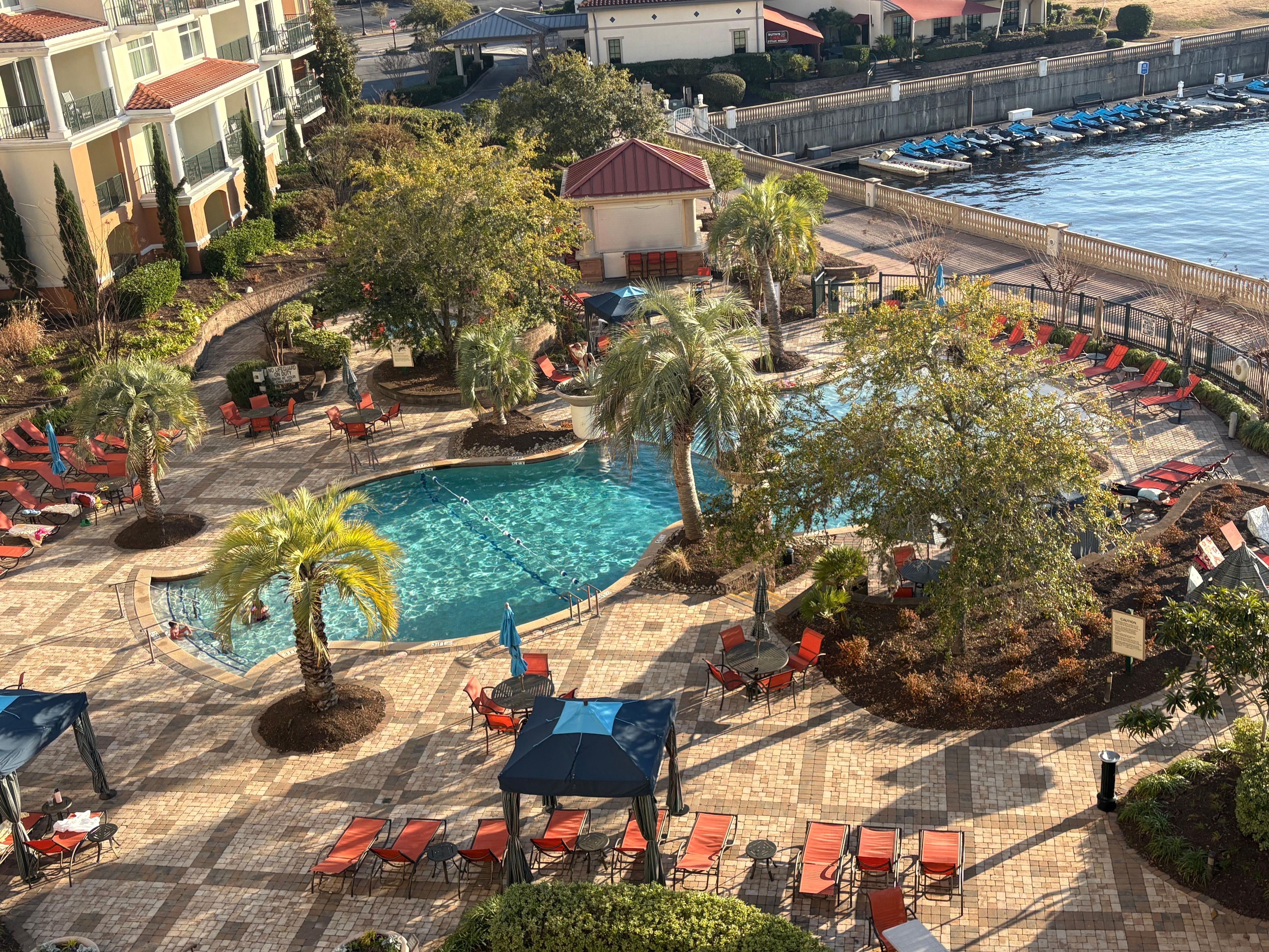 View of the pool from our balcony 
