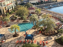 View of the pool from our balcony