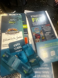 Checking in information with waterpark bands which also open room doors