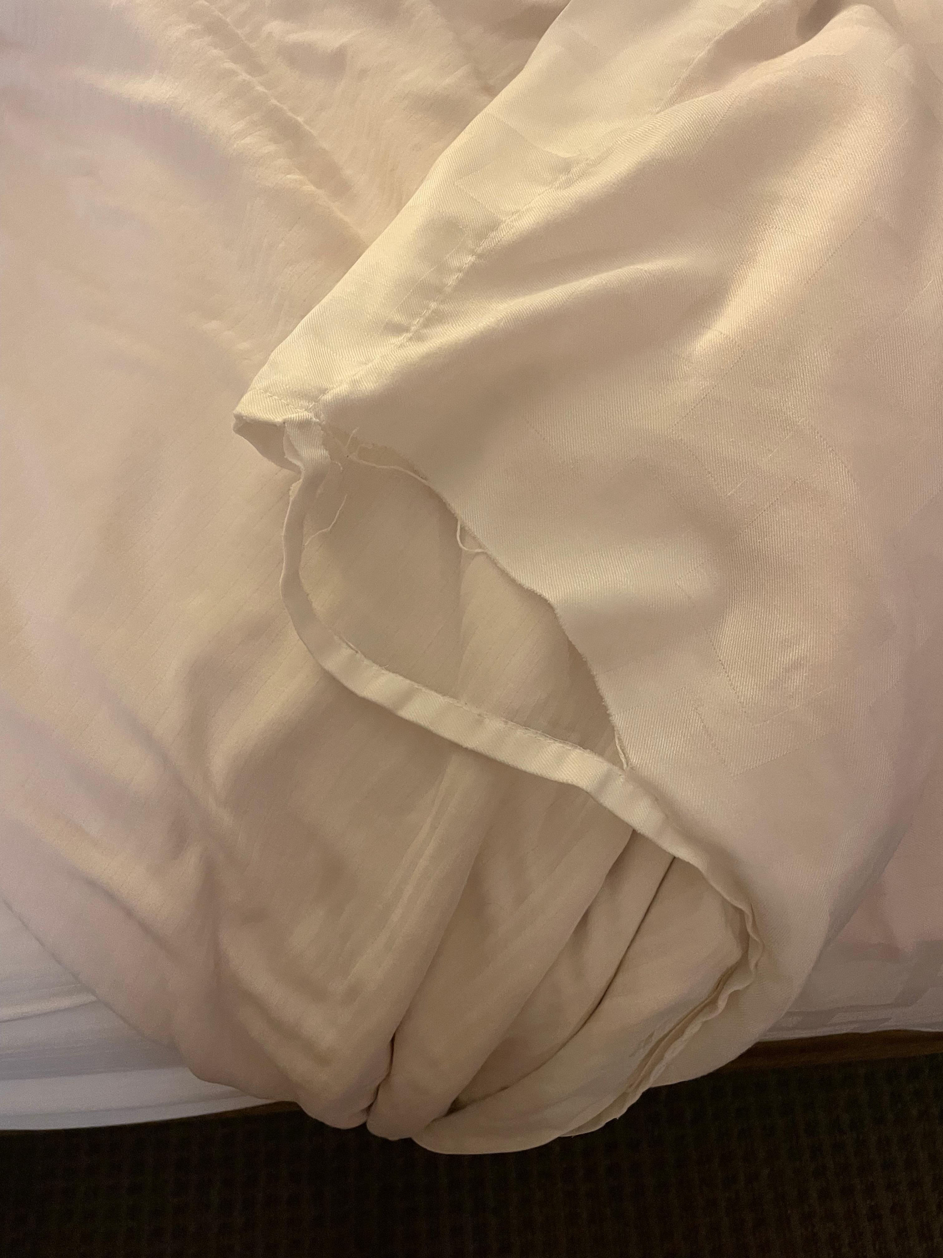 Sheet literally had giant tear in it..housekeeping didn’t see a problem with this.