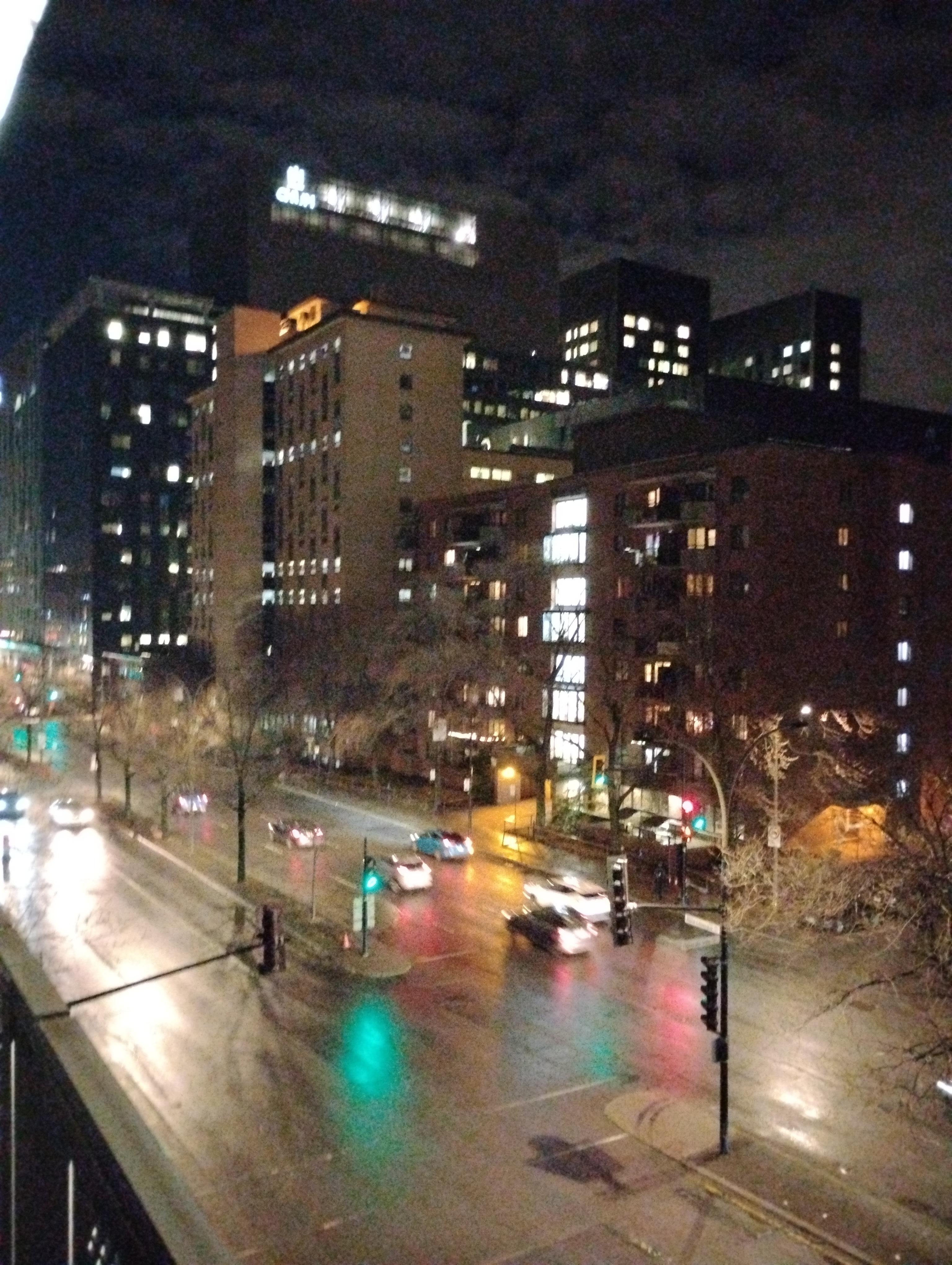 View of Rene Levesque Blvd from room. 