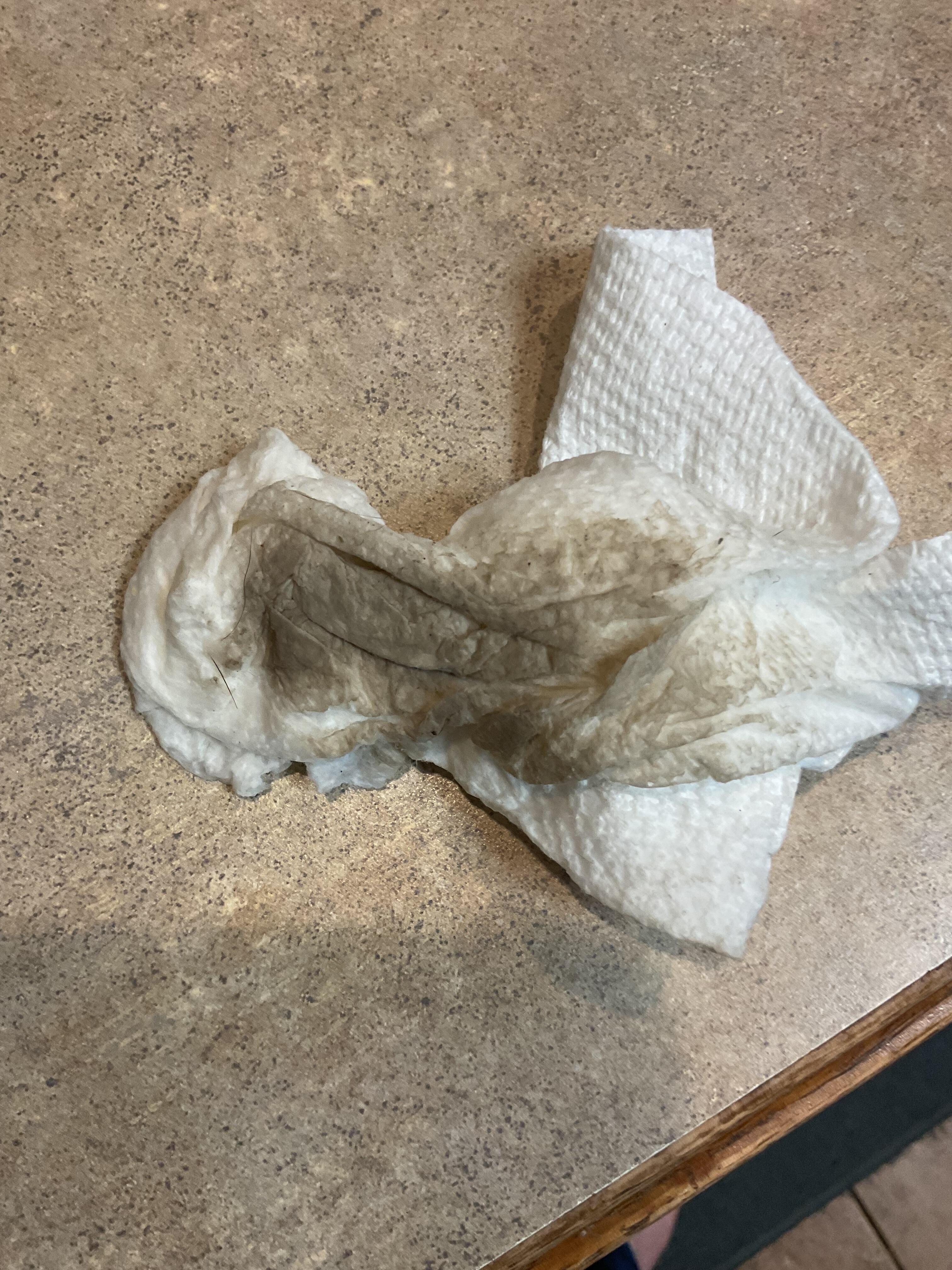 This is what the paper towel looked like when I cleaned up a small spill on the floor.