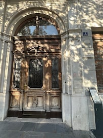 building front door .. doorbell on right