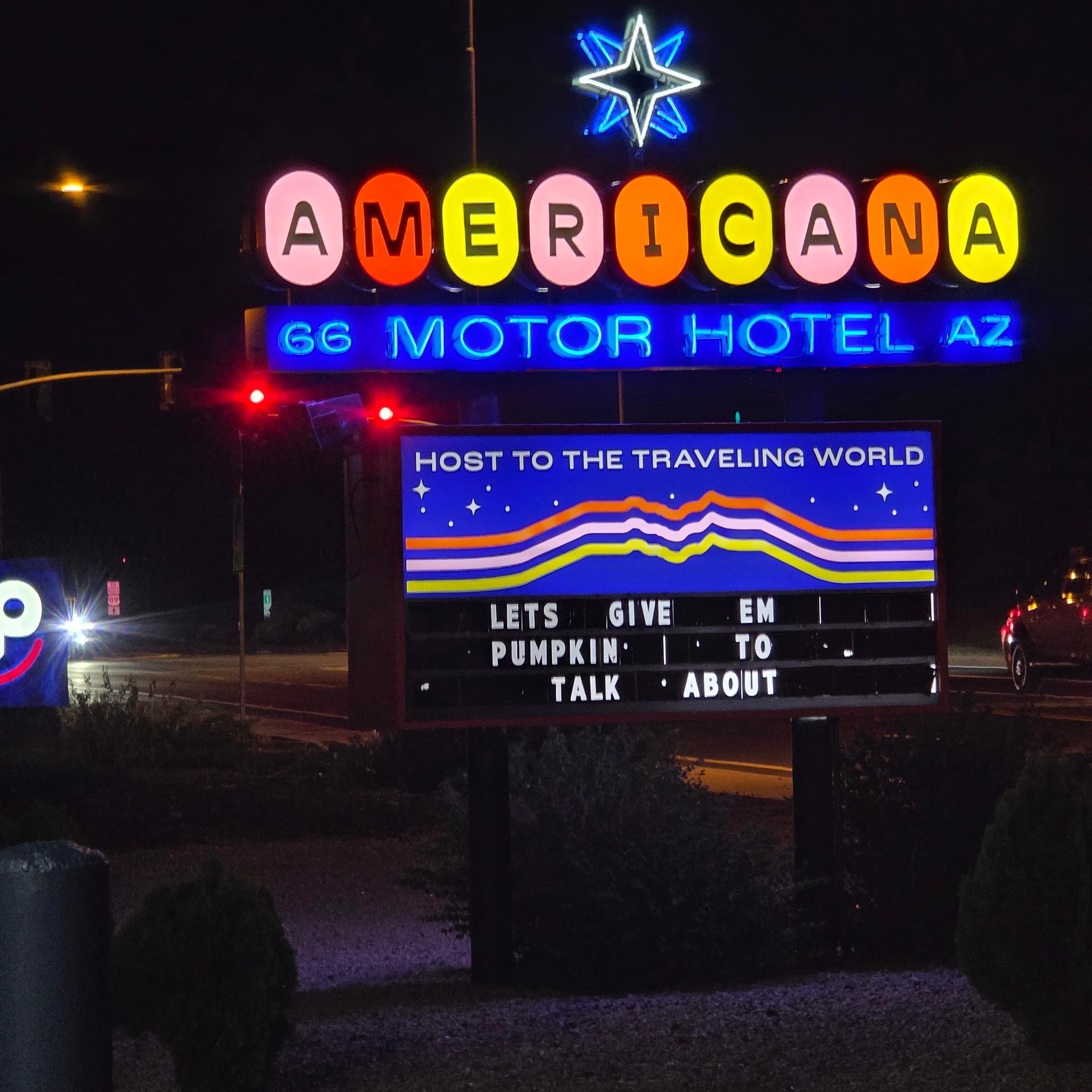 The sign is beautiful at night!