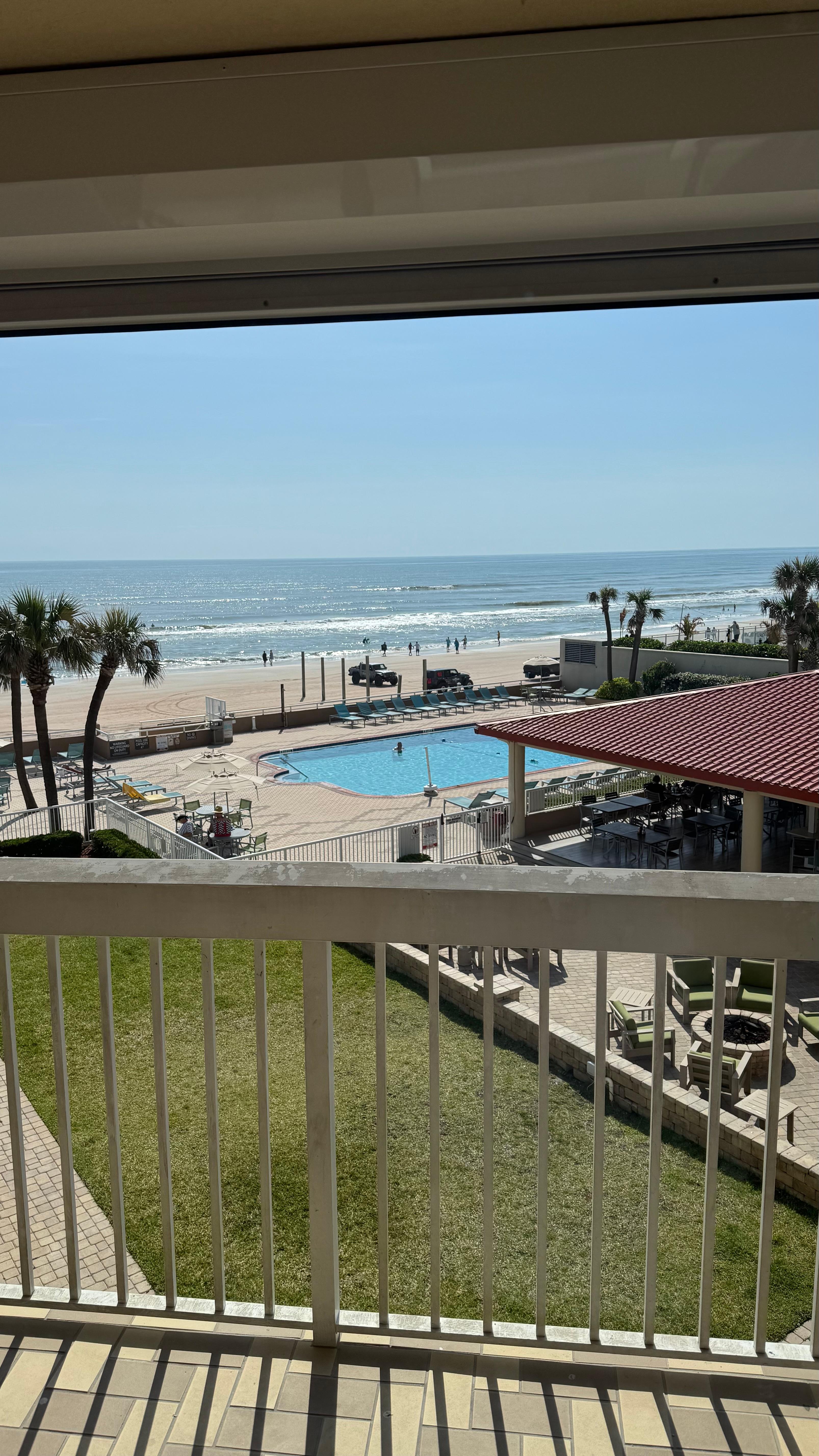 Pool, fire pit area