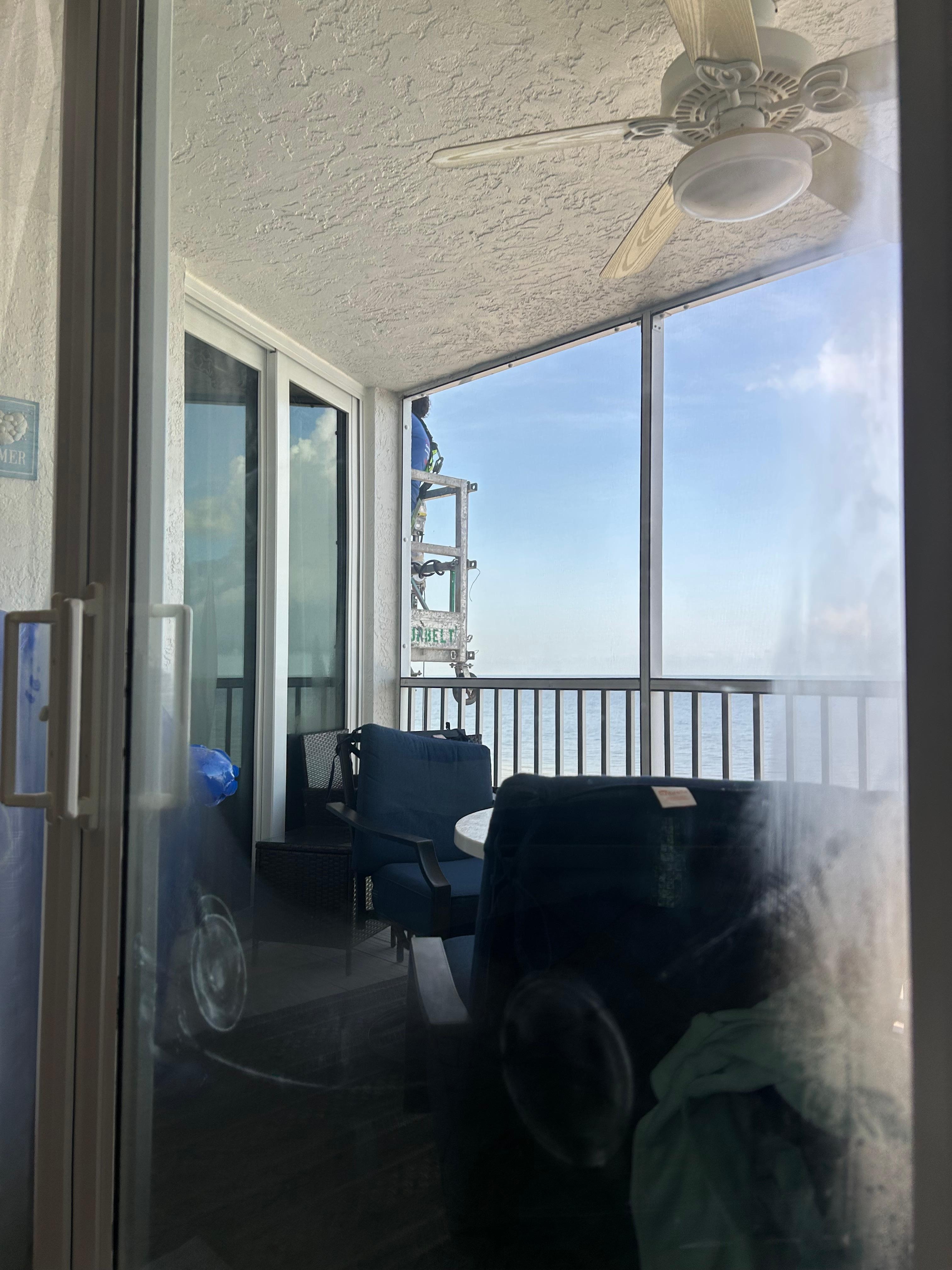 Man on scaffolding outside the master bedroom window WITHOUT NOTICE