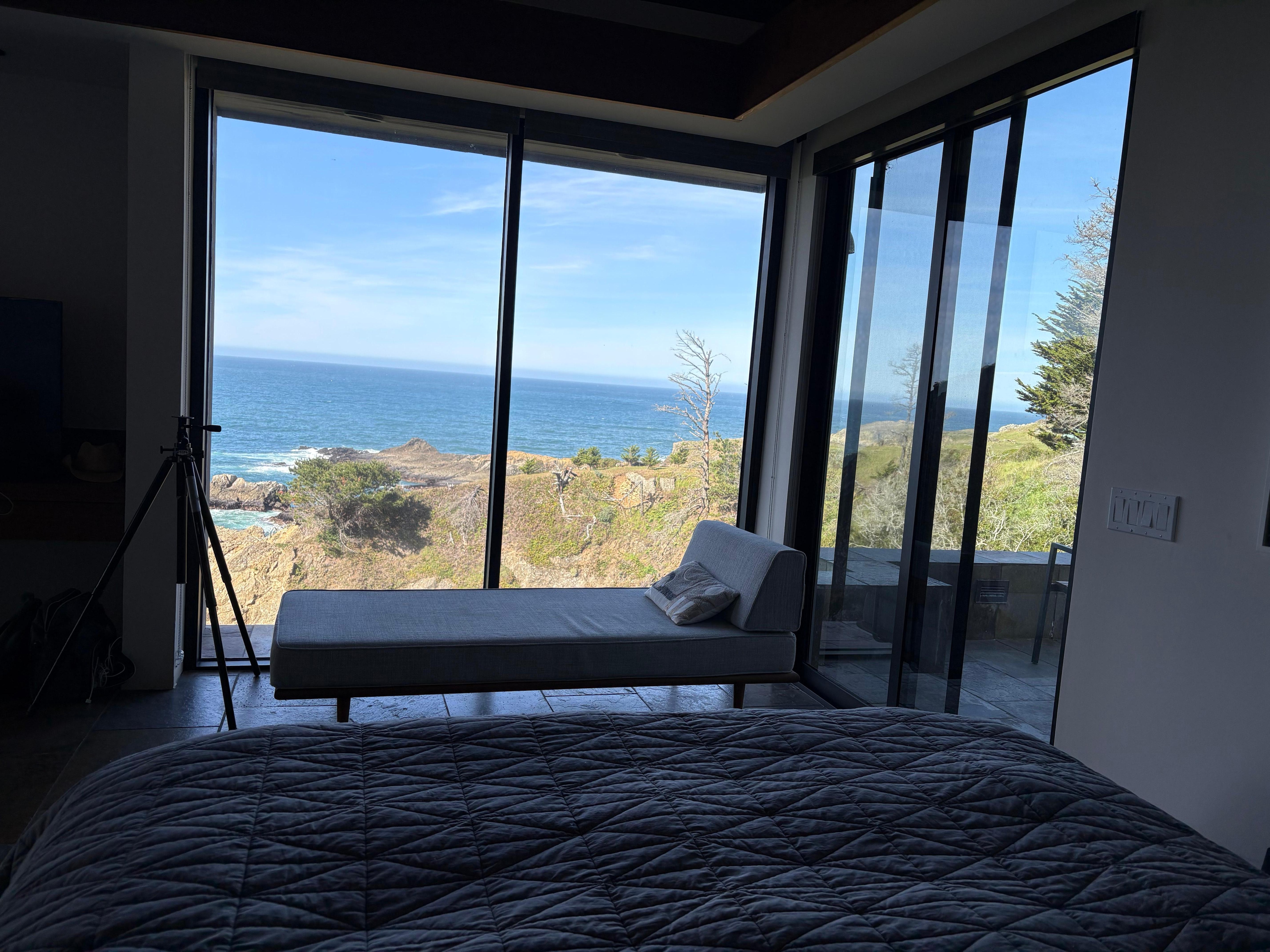 Daytime view. Blinds help keep out the bright moonlight at night, or sunlight if it gets too warm. 