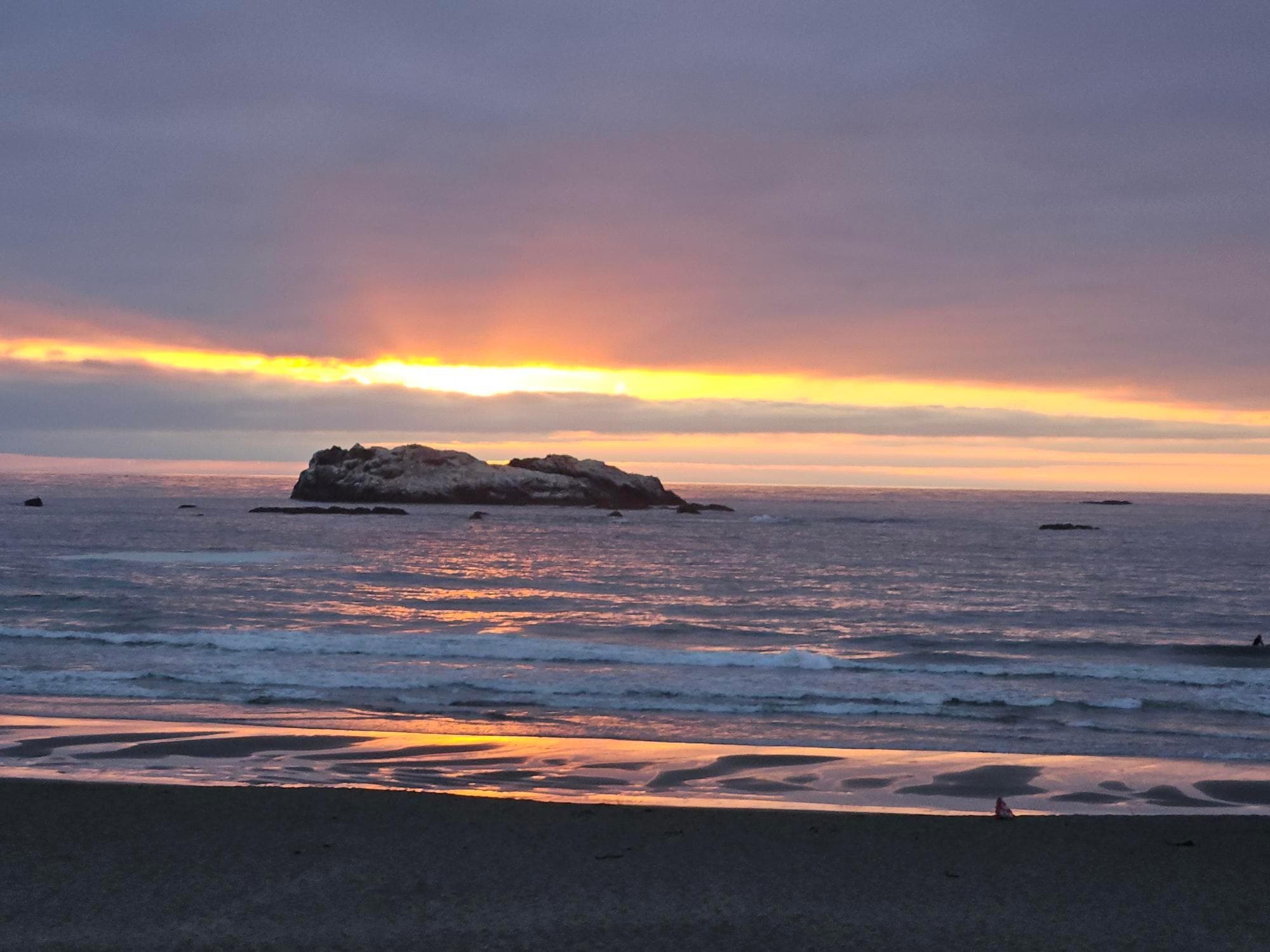 Sunset over Trinidad Beach.