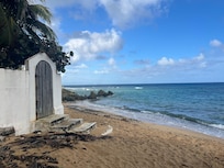 The beach less than a 10min walk away.