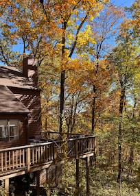 The deck at the back of the house.