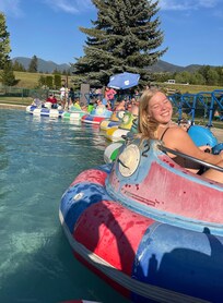 Bumper boats at the Amazing Fun Center nearby