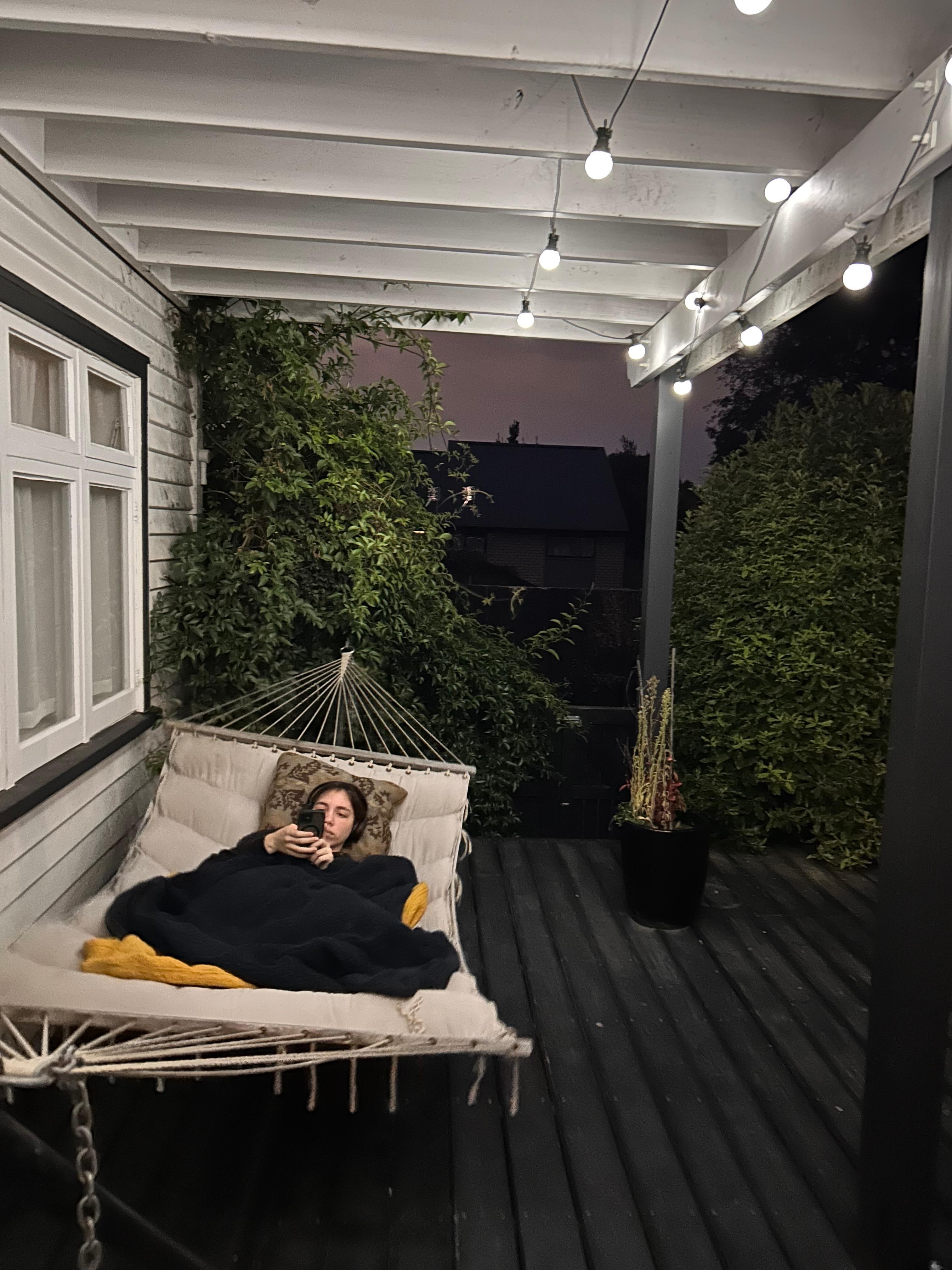 Sweet little porch hammock the kids enjoyed 