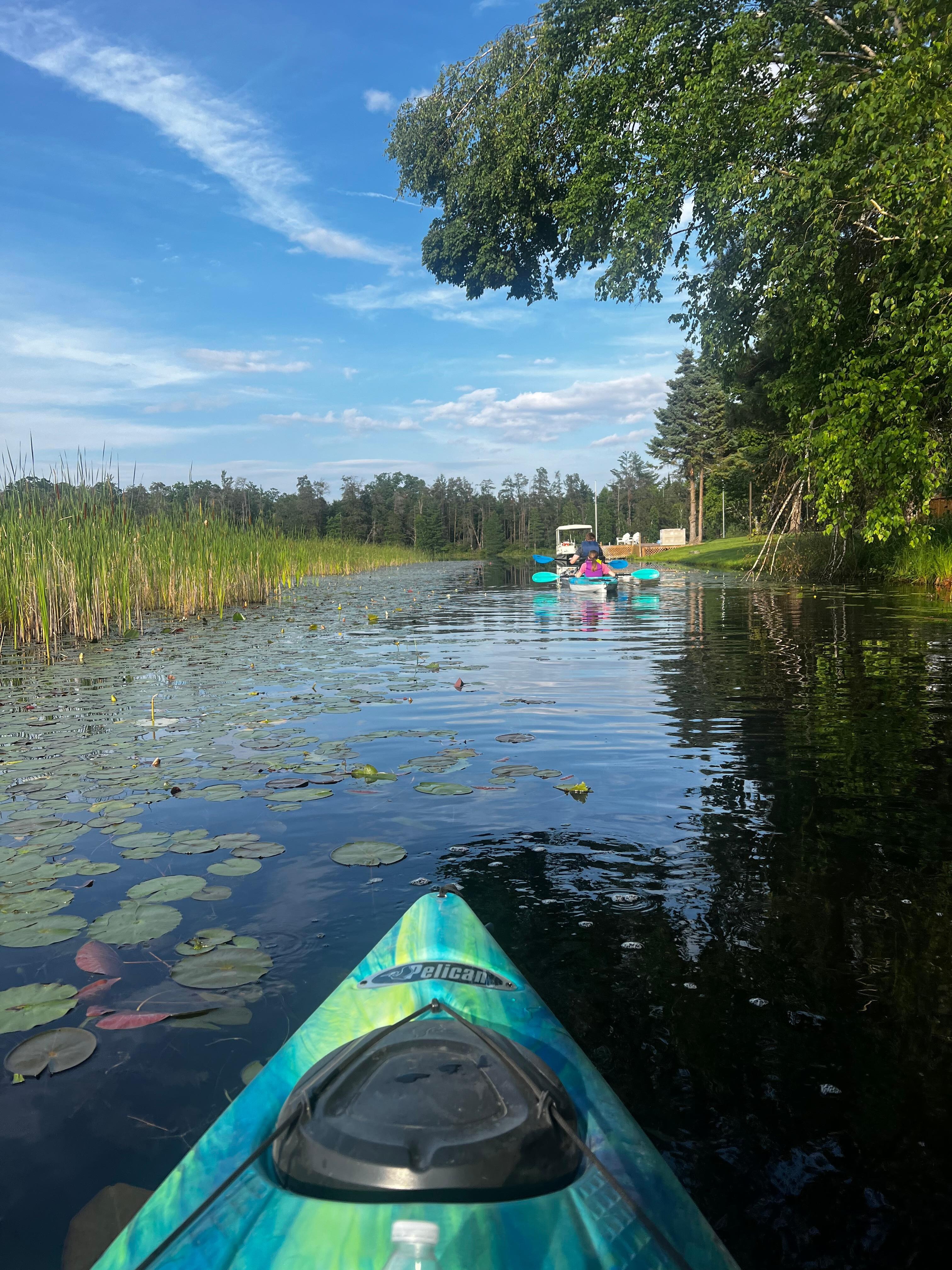 Kayaking on the channel from the house