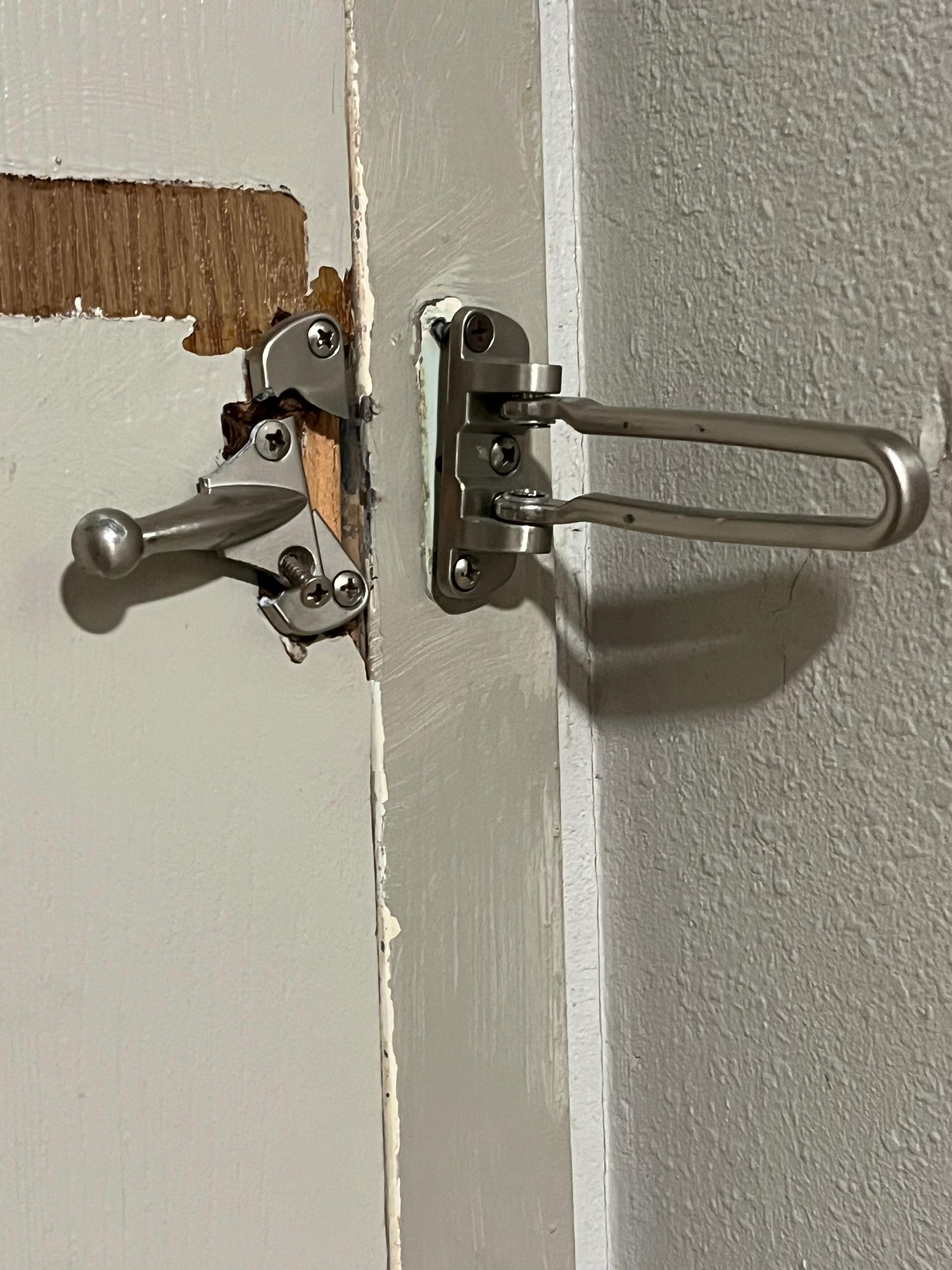 This door was kicked in at some point, the lock is  broken