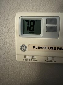 Set temp 72, room temp 78