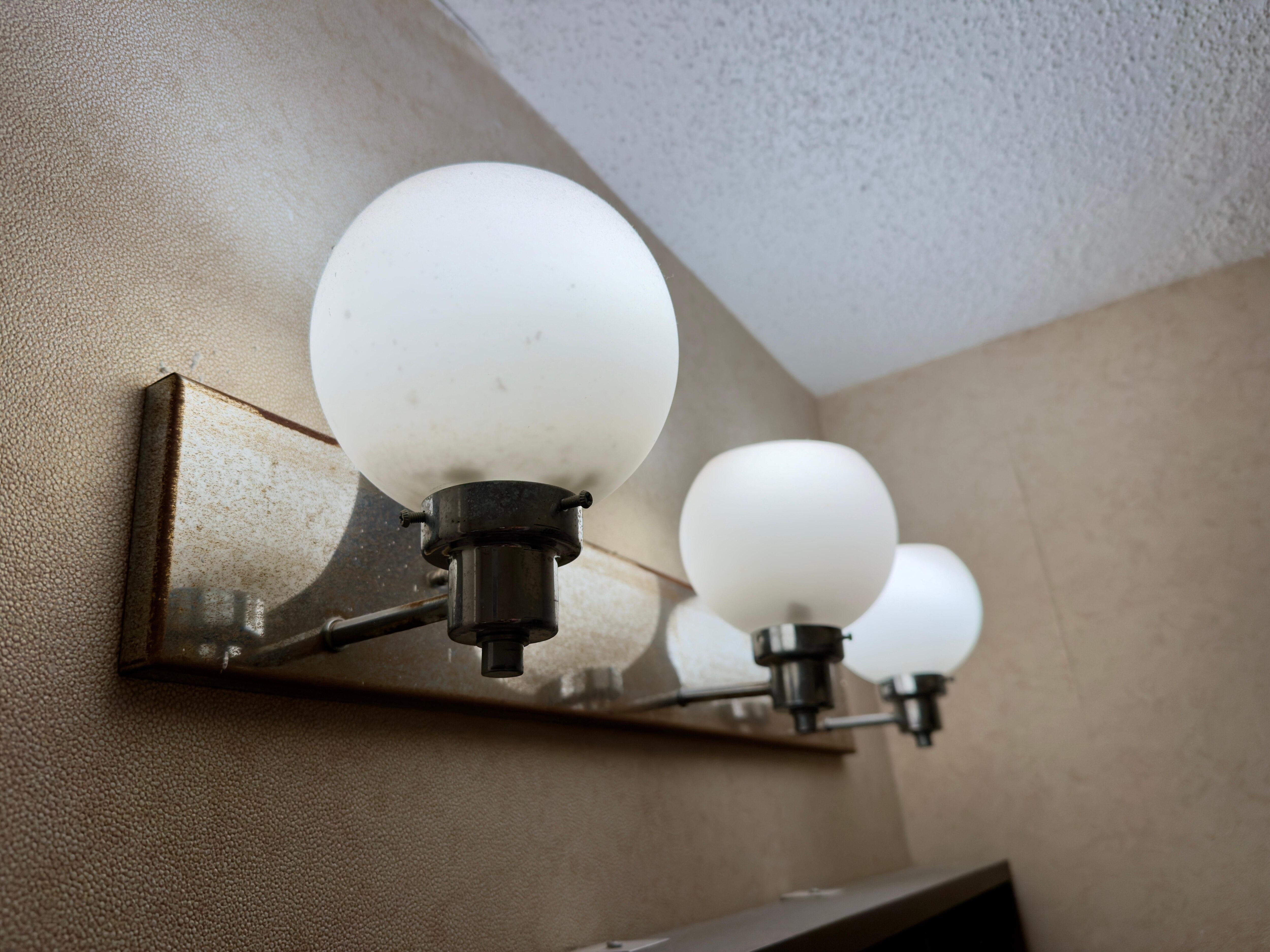 Rusted lights filled with bugs 